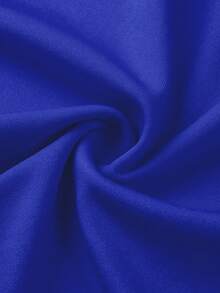 Plus Size Sleeveless V-Neck Jumpsuit, Royal Blue Knit Fabric High Elasticity, Open Back Bow Detail, Wide Leg Design, Fashionable And Comfortable - Bright Blue - View 8