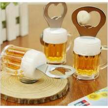 Realistic Beer Mug Magnetic Bottle Opener, Fun Design, Stainless Steel Durable Construction, Built-In Strong Magnet For Refrigerator Attachment, Decorative And Functional, Suitable For Kitchen, Bar, Home Use Or Gift - View 1