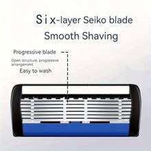 Manual Razor Set With 6‑Layer Interchangeable Blade Heads, Ergonomic Handle, Reusable & Refillable Design For Precise Smooth Shaving, Ideal For Father's Day & Birthday Gifts - Safety Tazor + Blade - View 3
