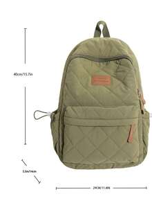 Mochila clásica de gran capacidad de unicolor - Verde - Ver 6
