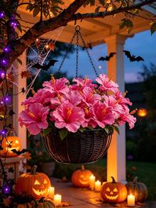 5Pcs Blush Pink Artificial Hibiscus Bouquet, UV‑Resistant Silk Fake Flowers, Realistic Faux Floral, Indoor‑Outdoor Decor For Garden Patio Porch Windowsill, Wedding Pool Hawaiian Luau, Spring Summer Party, Halloween Thanksgiving Christmas Home Decor - Multicolor - View 2