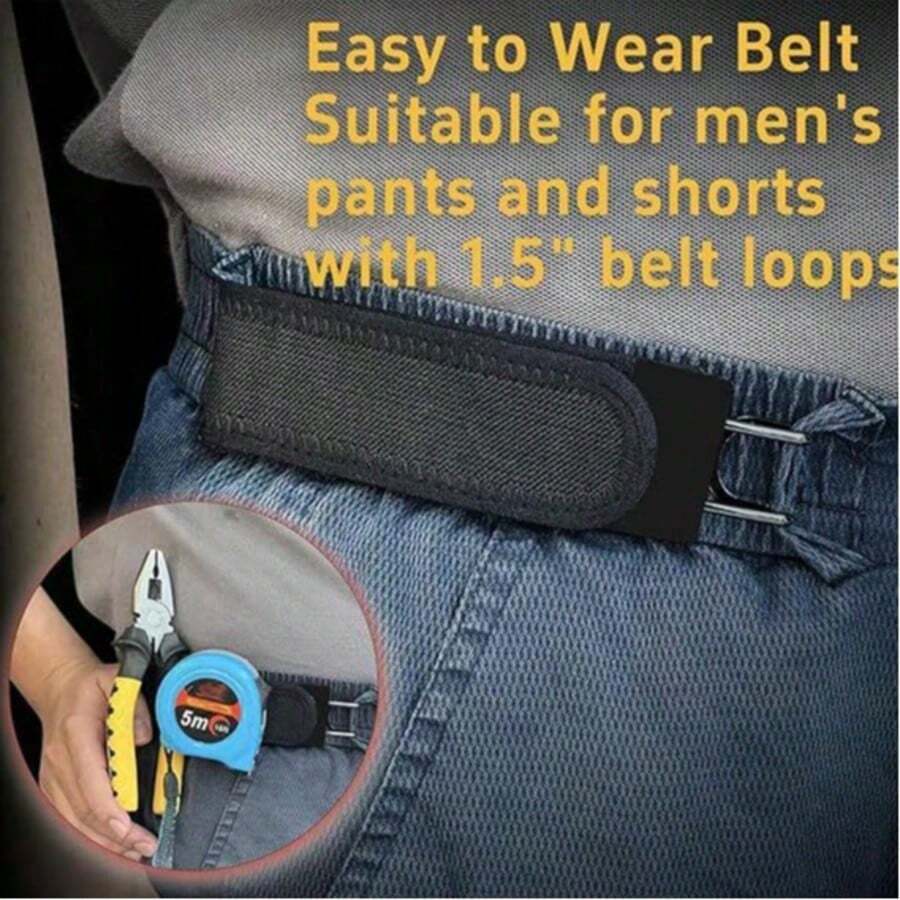 4pcs Buckle-Free Belt Hooks, Elastic Buckle-Free Belt, Suitable For Tactical Gear Daily Carry, Adjustable Invisible Buckle-Free Belt System, Belt Loop Accessory - Stainless Steel Buckle - View 1