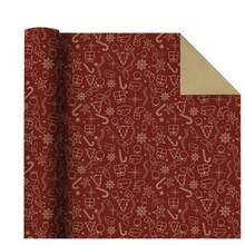 Cuttable Wrapping Paper, Vintage Christmas Red Base Golden Line Gift Sock Snowflake Print 16.93inch*196.85inch, Multifunctional For Drawer Liner, Cabinet Mat, Shoe Cabinet Mat, Kitchen Decoration, Gift Wrapping - Redwood - View 11