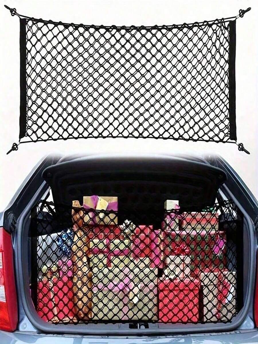 [Car Trunk Elastic Net]Expandable Elastic Strap, Mesh Pocket, Luggage Bag, Vehicle Trunk Cargo Net, Safety Net With Hooks Elastic Car Trunk Storage Net - Black Luggage Organizer, Secure Storage Easy Installation Portable Suitable For Pickup, SUV And Sedan Cargo Storage Great Gift For Family And Friends - A - View 1