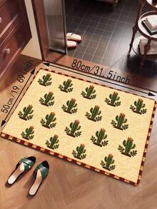 1pc Green Cactus Rug, Cactus Doormat, Farmhouse Entryway Runner Rug, Kitchen Mat, Bedroom & Hallway Home Decor - Multicolor - View 5