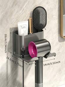 1pc Wall-Mounted Hair Dryer & Phone Holder - Suction Cup Installation, Space-Saving Bathroom Storage Rack With Strong Adhesive, Compatible With Hair Dryer And Phone, No Drilling Required, Ideal For Home - Multicolor - View 5