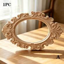 1pc Creative European Style Unpainted Wooden Carved Photo Frame Mirror Frame Home Decor, Unpainted Wood Material, Woodworking Supplies, Scrollwork, Suitable For Wedding Decoration - Home Decor - Holiday Gift - Multicolor - View 13