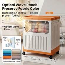 Mobile Office Storage Cabinet On Wheels; Storage Box For Silk Fabrics; Foldable Organizer Bin With A Lid And Dual-Opening Access; Premium Dust-Proof Fabric Storage Unit For High-End Studios, Designed To Protect Luxury Fabrics And Finished Garments - Upgraded Fabric Storage Box - View 4