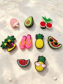 9pcs Summer Watermelon & Pineapple Series DIY Shoe Charms, Suitable For Keychains, Sandals, Beach Bags, Etc., PVC Material, Fit For Clogs And Other Shoe Styles, High-Quality Popular Decorative Accessories, Perfect Gift For Christmas, Birthday, Party And Other Occasions - View 5