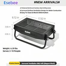 Portable Foldable Outdoor Charcoal Barbecue Grill, Dual-Control Tabletop BBQ Grill, Lightweight Travel Grill For Camping Beach Backyard Parties Outdoor Picnic - B - View 6