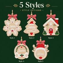 Custom Wooden Christmas Tree Ornament, Personalized Name Santa Hat Holiday Decor, Festive Rustic Christmas Style, Customized Hanging Wall Decoration, Customizable Name Tree Ornament, Christmas Party Decor, Holiday Keepsake Gift, Christmas Gift 2026 - Style B - View 3