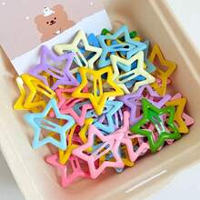 100pcs Colorful Hollow Star Hair Clips, Cute Bangs Clips, Fashion Hair Accessories (Storage Box Not Included) - Multicolor - View 4