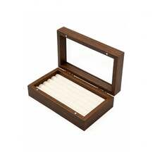 1 Piece Ring Jewelry Organizer, Wooden Transparent Display Box With Compartments, Suitable For Counter Display, Bedroom, Bathroom, And Accessory Storage, Can Hold Earrings, Necklaces, Bracelets, Dustproof Lid, - Multicolor - View 6