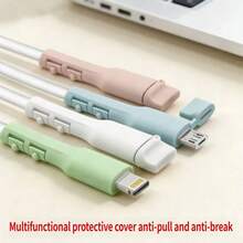 Soft Silicone Charging Cable Protector Compatible With Various Phone Charging Cables, Anti-Breakage Cable Protector, Cable Connector Protector, Prevents Cable Breakage - Multicolor - View 3