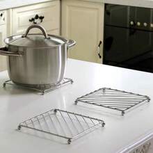 3pcs Stainless Steel Kitchen Heat Insulation Pads - Iron Electroplated Craft, Anti-Scald Cooling Rack, Square Tray, Used To Protect Hot Plates And Stove Tops, Stove Countertop Protection Mat, Easy To Hang, Can Insulate/Drain Water/Grill Rack/Kitchen Tool, Multi-Purpose Kitchen Essential - View 11
