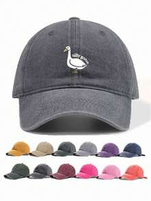 1pc Vintage Washed Silly Goose Pattern Baseball Cap, Adjustable Outdoor Hat Suitable For Spring/Autumn Travel, Beach, Sports, 2000s Style Dad Hat, Best Halloween & Christmas Gift,Summer,Holiday,Festival - Multicolor 400 Needles - View 11