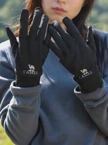 CAMEL CROWN Running Sports Windproof Fleece Warm Gloves, Anti-Slip Shock-Absorbing Cycling Gloves - Ink Black - View 6
