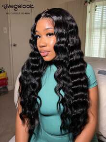 MEGALOOK Loose Wave V Part Wig Natural Color 100% Human Hair Glueless Wig Brazilian Virgin Human Hair With Drawstring V Shape No Sew In No Glue 200% Density Beginner Friendly Natural Looking Daily Use - SNatural - View 2