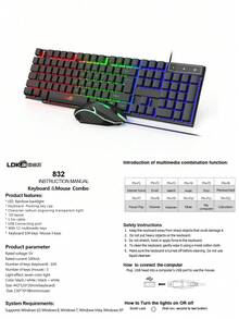 1件 K87Pro RGB 背光電競機械手感鍵盤，緊湊型 104 鍵有線薄膜鍵盤與滑鼠組合 - 黑色 - 查看 10