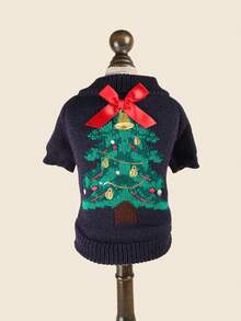 1PC Pet Clothes 2026 Autumn/Winter New Small Dog Puppy Cat Cute Pet Holiday Atmosphere Soft Skin-Friendly Warm Christmas Sweater - Navy Tree - Multicolor - View 7