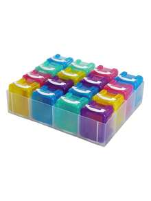 AG BOX Set De 16 Mini Cajas Organizadoras Transparentes De Colores Con Tapa Y Broches Almacenamiento Apilable Para Manualidades, Cuentas, Joyería, Costura Y Papelería De Escritorio - Multicolor - Ver 3