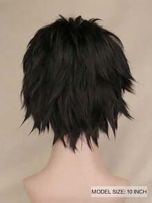 Short Cosplay Wig Men Male Black High 100% Temperature Fiber Synthetic Hair Wigs - Natural Black - View 4
