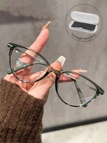 1 Pair/2 Pairs Retro Cat Eye Glasses, Y2K Small Frame Lightweight Transparent Lens Fashion Decorative Glasses, Metal Frame, Suitable For Daily Wear - Multicolor - View 17