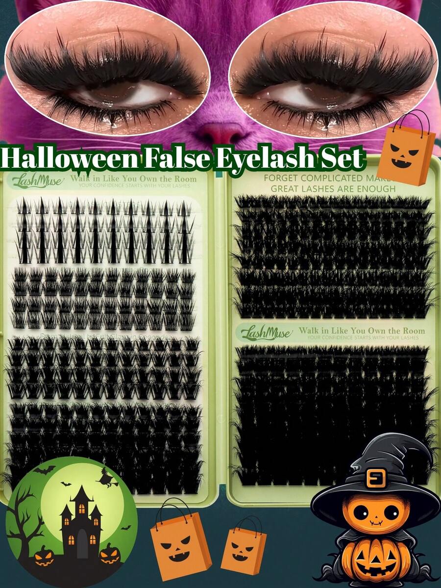 1pc High-Density DD-Curl False Eyelash Book, 120D+200D Dual-Density Fiber With 8-16MM Mixed Length, Segmented Lash Clusters For Voluminous Fluffy, 3D Layered Cat Eye Effect And Enlarged Eyes, 200D High-Density Fiber Bundles Enhance Eye Makeup Presence, Soft And Lightweight Suitable For Beginners Home Use With Different Eye Shapes, Portable And Easy To Store, Suitable For Daily Commute, Dating And Travel