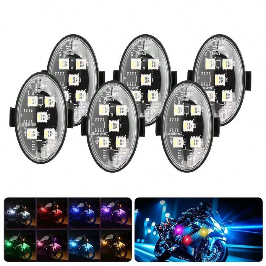 6Pcs RGB LED Strobe Warning Light With Remote Control, USB Rechargeable Anti‑Collision Flash Lamp, 8‑Color Multi‑Mode Night Safety Light For Motorcycle Bike Car Drone Camping - Multicolor - View 1
