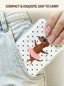 Portable Folding Makeup Mirror, Polka Dot Puppy Dancing Pattern, Travel Mirror, Beauty Products, Desktop Makeup Mirror, Rectangular Desktop Portable Folding Mirror, Elegant Mirror Design, Suitable For Outdoor Use - Multicolor - View 7