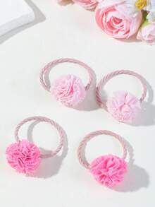 10pcs Baby Girl Multi-Color Cute Pom Pom Princess Hair Ties, High Elasticity Children's Hair Bands, Non-Damaging Hair Accessories For Daily Use - Multicolor - View 3