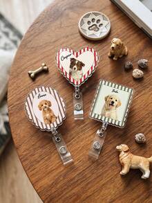 1pc Custom Pet Photo And Text Badge Reel, Personalized Dog Cat Badge Reel, Retractable ID Holder, Vet Tech Gift Photo Reel, Nurse Badge Clip - Multicolor - View 3