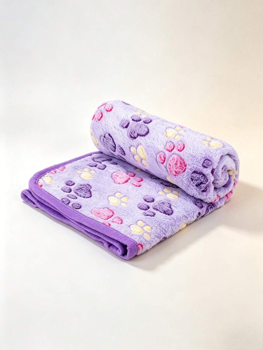 DONO Dog Paw Blanket 1 Pack Purple Pet Blanket Puppy Wool Blanket With Paw Print, Suitable For Small, Medium, Large Dogs And Cats, Thin Summer Style