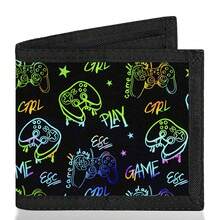 Bifold Wallet, Bifold Card Holder, With Game Console Print Design, Multiple Card Slots, Large Diameter For Banknotes, Zipper Design For Coins. Suitable For School, Travel Use. - Multicolor - View 7