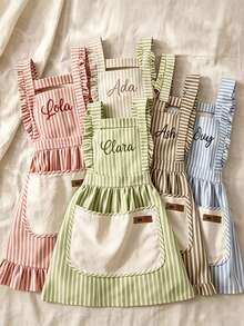 1 buah Celemek Berumbai Bordir yang Dipersonalisasi, Celemek Dapur Bergaris yang Dapat Diatur Ukurannya (Dengan Kantong), Celemek Memanggang yang Disesuaikan, Celemek Memasak Gaya Pedesaan, Aksesori Dapur Rumah Pertanian, Celemek Wanita Vintage, Celemek Bordir Nama yang Disesuaikan, Celemek Memanggang yang Lucu, Set Bunga Pedesaan, Celemek Memasak Rumahan, Celemek Pinggang yang Dapat Diatur Ukurannya, Celemek Barista, Hadiah Dapur Gaya Buatan Tangan - MultiWarna - View 2