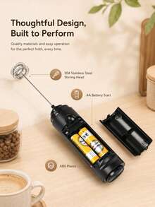 1pc Battery Electric Milk Frother, Dual Stirring Head Milk Frother, 30 Seconds Fast Creation Of Barista-Grade Micro Foam, Portable Travel Milk Stirrer, Suitable For Latte, Cappuccino, Hot Chocolate And Homemade Coffee Drinks, Battery Not Included - Multicolor - View 5