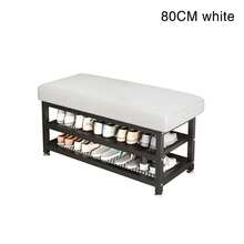 Shoe Changing Bench,2-Tier Iron Shoe Rack, Padded Seat Ottoman For Entryway Hallway - 80CM Shoe Changing Bench - View 9