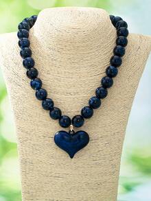 OABE 1pc Bohemian Style Festival Gift Multi-Color Beaded Necklace With Matching Heart Pendant, Suitable For Women - Heart Pendant Necklace - View 22