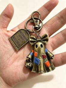 Retro-Style Ghost Patch Halloween Keychain-A Ghost Bag Charm That Sets The Perfect Festive Mood. - Multicolor - View 1