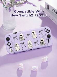 Ayotu Ghost & Bow & Book Pattern Switch Protective Case, Compatible With New Switch 2 (2025)/Switch NS/Switch OLED, Can Be Used On Dock Without Removing Protective Case, Universal Game Controller Protective Cover, Switch Game Accessories, Anti-Drop & Anti-Scratch, Halloween Theme & Birthday Gift. - View 5