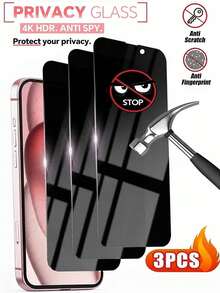 3 قطع واقي شاشة زجاجي مقسى للخصوصية 17 Pro Max 6.9 بوصة 18/18 Pro/18 Pro Max، واقي شاشة الهاتف، مناسب للاستخدام اليومي في المكتب والمنزل، مقاوم للماء، مقاوم للصدمات، مقاوم للسقوط، مقاوم للخدش، مقاوم للبصمات، تغطية كاملة - شفاف - مشاهدة 31