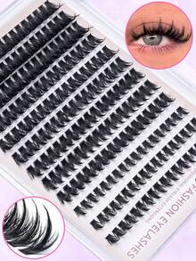 216 Clusters D Curl Spiky False Eyelash Clusters, Dramatic Voluminous Lightweight Spiky Single Cluster Eyelashes, Soft Reusable DIY Eyelash Extension Kit, Suitable For Daily, Date, Party, Photo And Nightclub - D - View 5