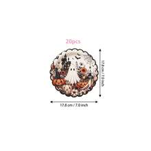 10/20/40入 復古萬聖節波浪邊一次性紙盤，可愛花卉幽靈與南瓜印花 7英吋與9英吋餐盤，詭譎秋季派對餐具，適合萬聖節派對、不給糖就搗蛋、秋季聚會與甜點桌裝飾 - 黑白南瓜 - 查看 10