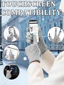 Women's Winter Touchscreen Elastic Warm Knitted Lining Gloves, Suitable For Cold Weather, Christmas Gift - Multicolor - View 3