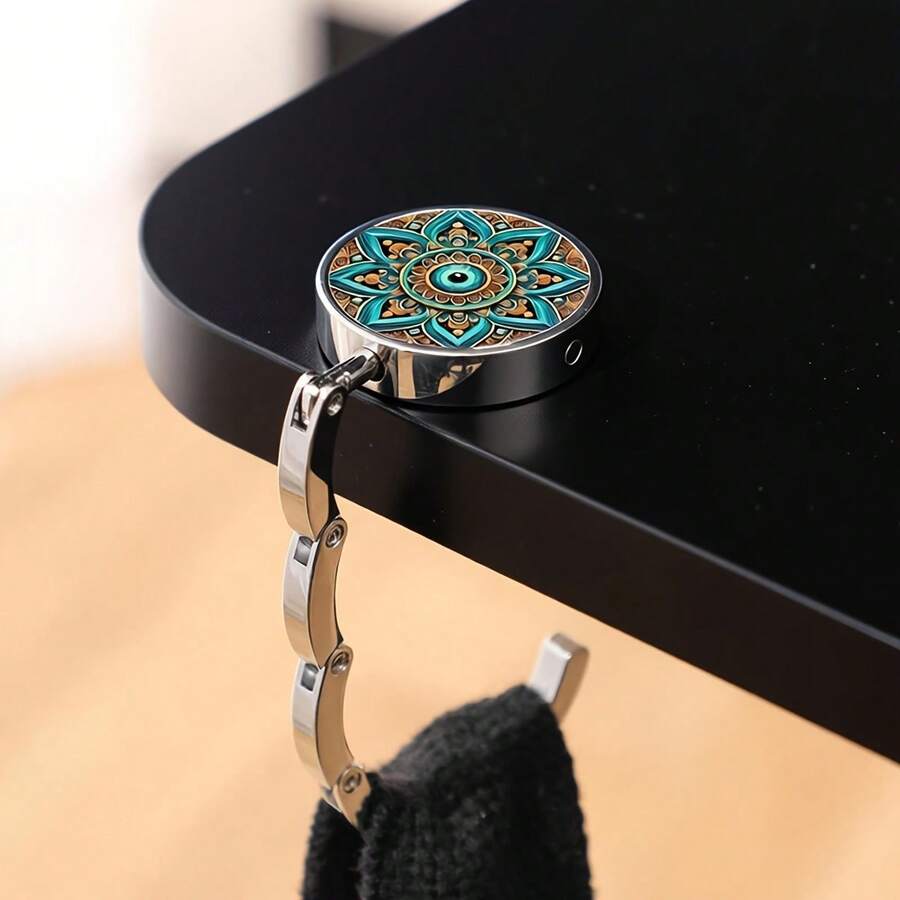 1pc Desktop Storage Hook, Handbag Holder, Unique Gift For Women, Green Mandala Pattern, For Bag Storage - A - View 1