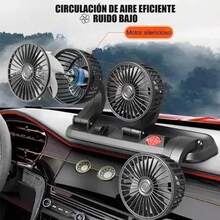 Ventilador para Auto de Tres Cabezas Giratorio 360°, Silencioso, Alta Potencia, Ventilador de Tablero para Coche Camión SUV Enfriamiento Verano - Gris - Ver 4
