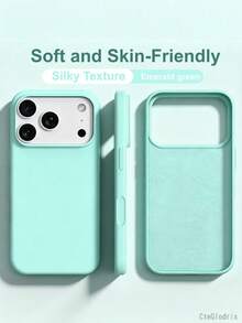 新款奢華防震柔軟米色親膚手機殼，適用於 iPhone 17 16 15 Pro 14 Plus 13 12 11 17 Pro Max Air XR XS Max X/XS 7/8 Plus 7/8，防摔光滑保護殼，耐用極簡設計，親膚材質 - 寶石綠 - 查看 3