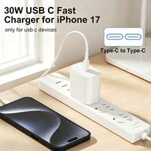 2 Sets/1 Set/1pc PD Fast Charging Wall Charger Adapter + 3.3ft/100cm Data Transfer Fast Charging Cable, Compatible With IPhone 17 Pro Max/17 Pro/17/16/15, Compatible With Samsung S26-S20 And Other Android Phones, Halloween Gift/Christmas Gift - US A Type Plug(110-127V) - View 4