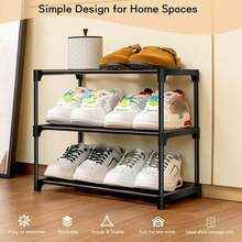 1pc Metal Stackable Shoe Rack, Sturdy And Durable Shoe Cabinet, Suitable For Entryway, Closet, Garage, Hallway Storage, Space-Saving Multi-Layer Storage Rack, Easy To Assemble, Perfect For Mudroom, Laundry Room, Bedroom, Dorm, Office Organization - Black - View 7