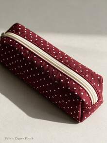 Korean & Japanese Style Polka Dot Pencil Case, Cute Fabric Zipper Pencil Pouch, Portable Lightweight Stationery Storage Bag, Suitable For Students And Office Use - Multiple Styles - View 7